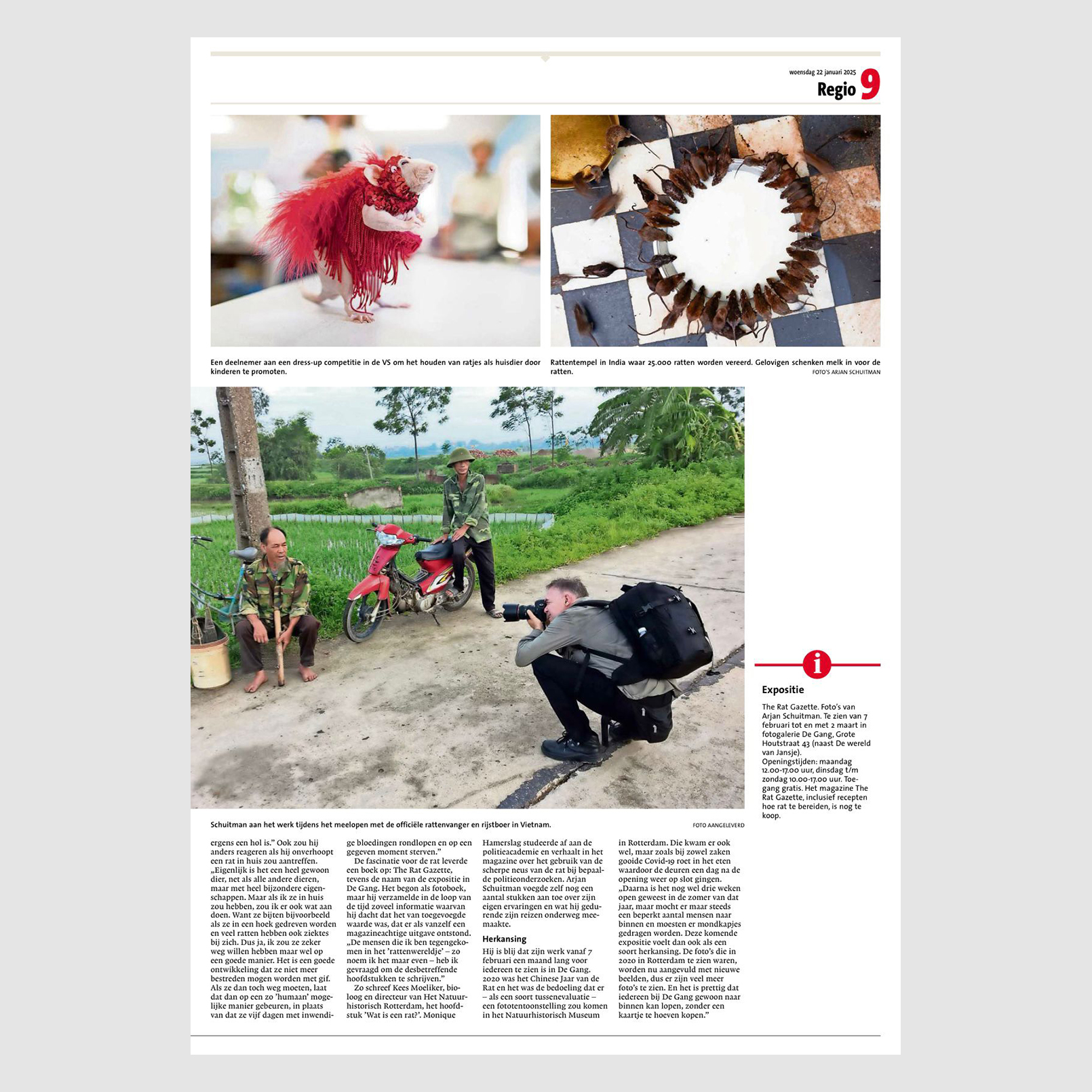 Haarlems Dagblad 2e pagina artikel: Fotograaf brengt ode aan de rat